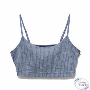Aerie | Blue Ribbed Cropped Tank | Size M | Shelf Bra